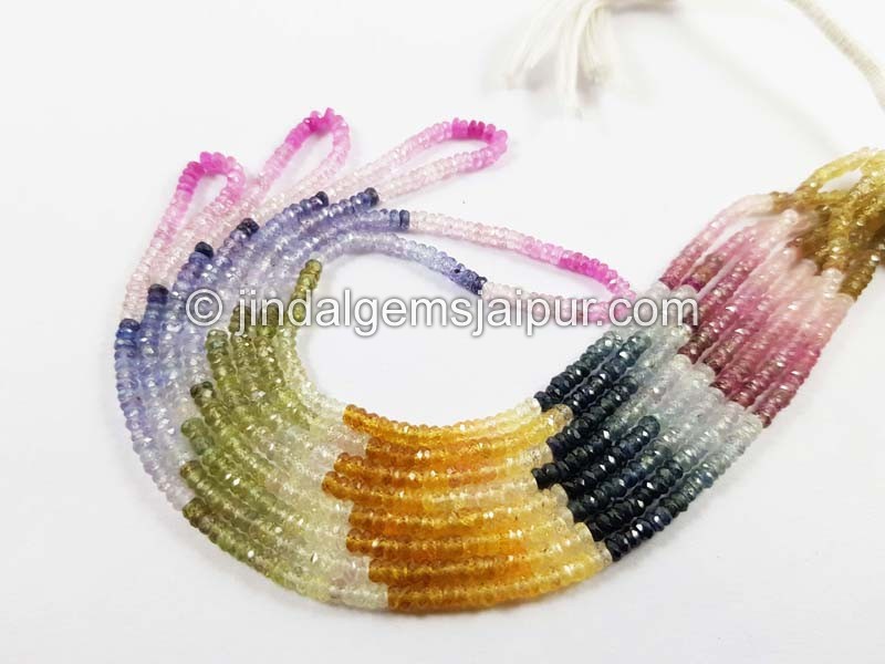 Multi Sapphire Faceted Roundelle Beads